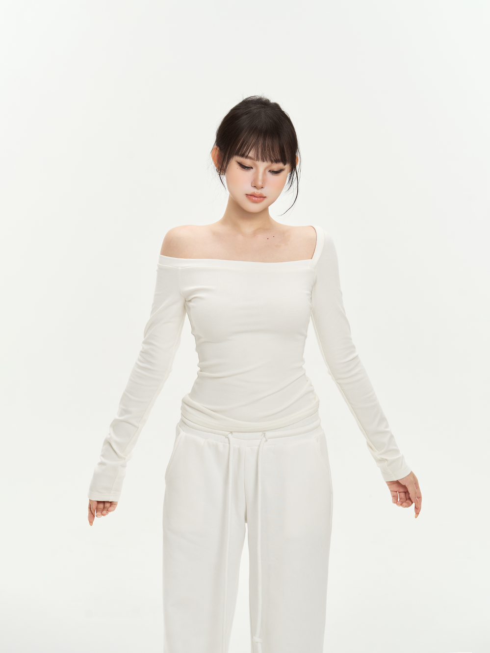 Asymmetrical Shoulder Skin-friendly Stretch Base Layer Top