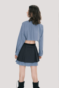 Preppy style low waist skirt shirt