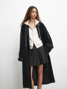 High-End Gray Tone Academic Plaid Patchwork Skirt