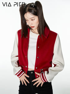 Color Blocking Baseball Jacket