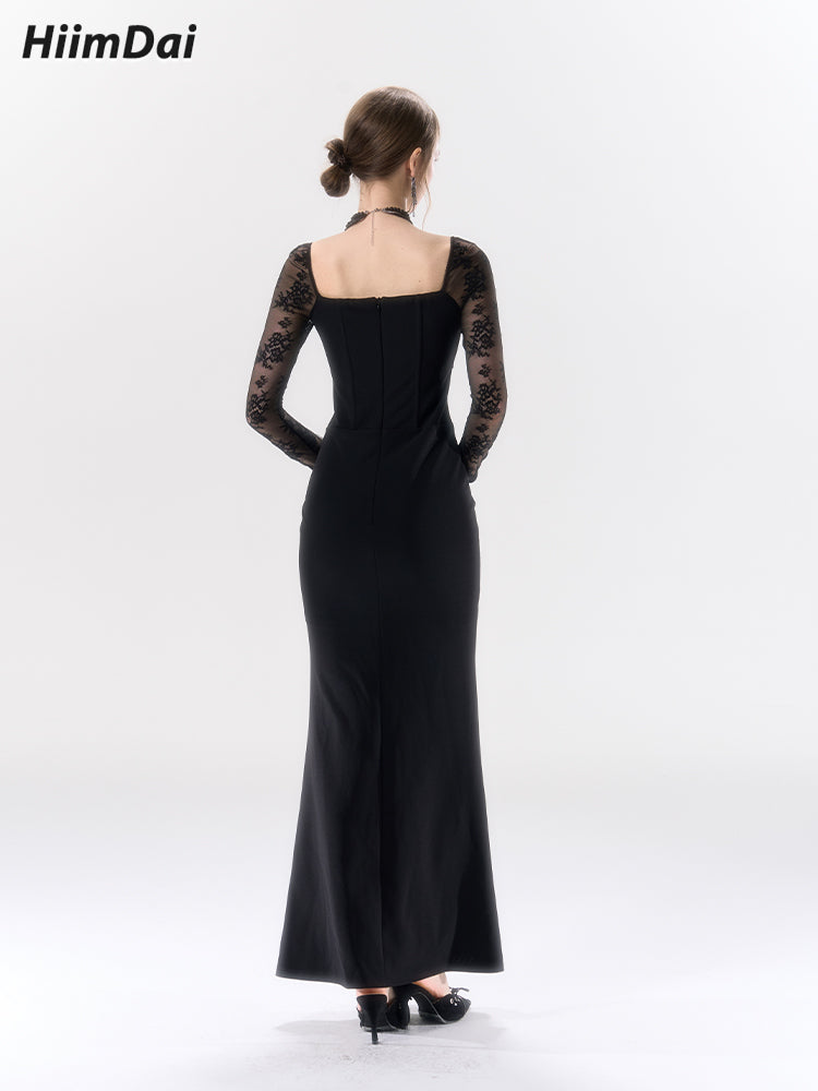 Dark Night Rose Christmas Dress: Sexy Boned Waist Slim-Fit Bodycon Slip Dress