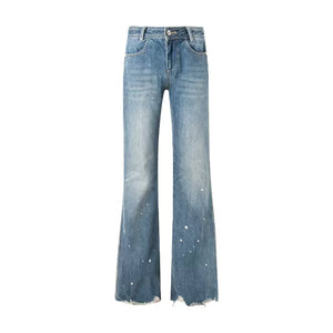 Low-rise loose-fitting flared wide-leg jeans