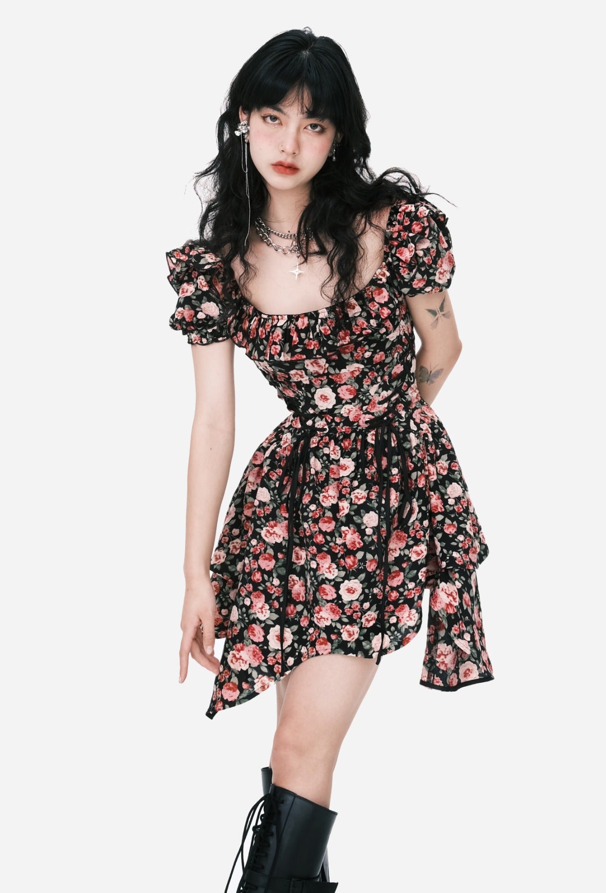 Irregular tie waist dress