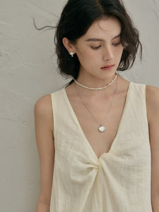 Seashell pearl pendant clavicle necklace