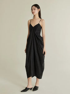 V-neck draped structure dress