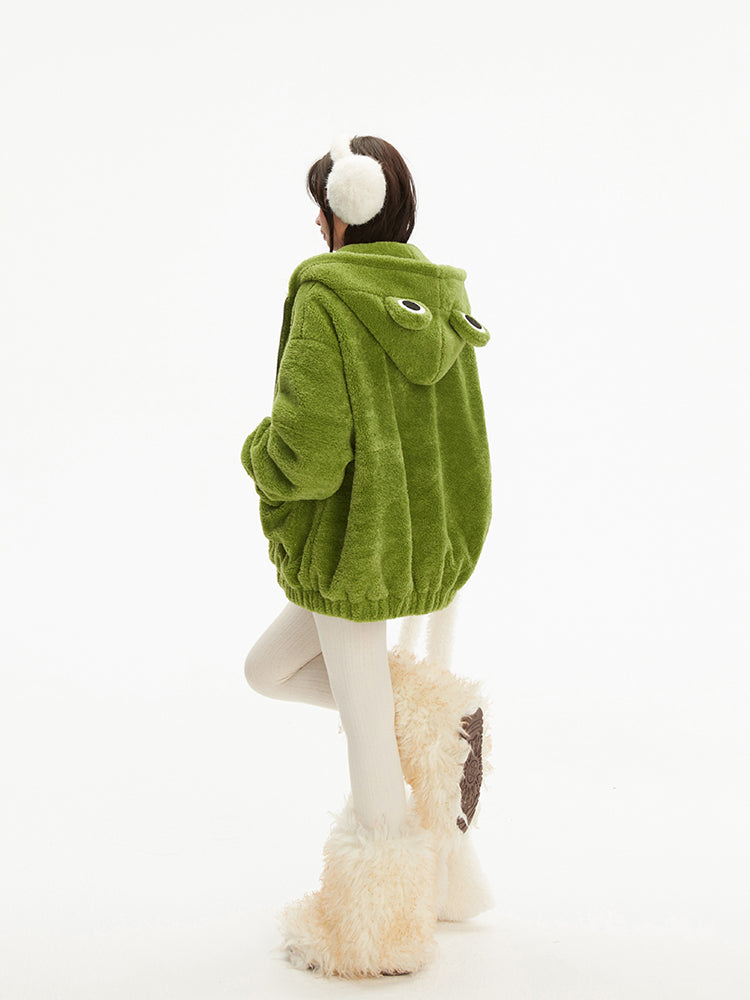 Cute Frog Lamb Fleece Cotton Jacket