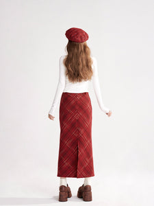 Winter High Waist Slim Fit Woolen Long Skirt