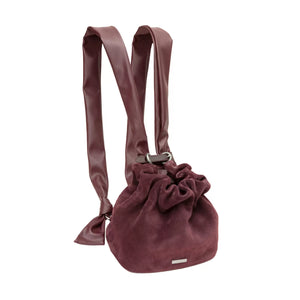 Wrinkled Suede Bucket Backpack Bag