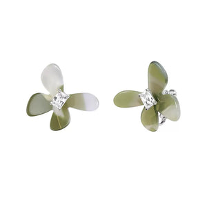 Solid Silver Mint Mambo Butterfly Sugar Cube Earrings