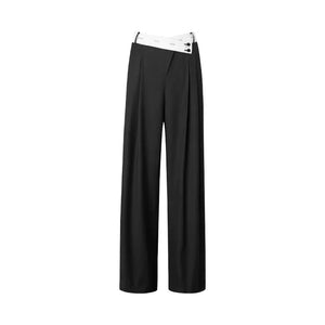 Pleated wide-leg suit trousers