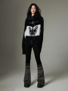 Black and Gray Color-Block Straight-Leg Knit Pants