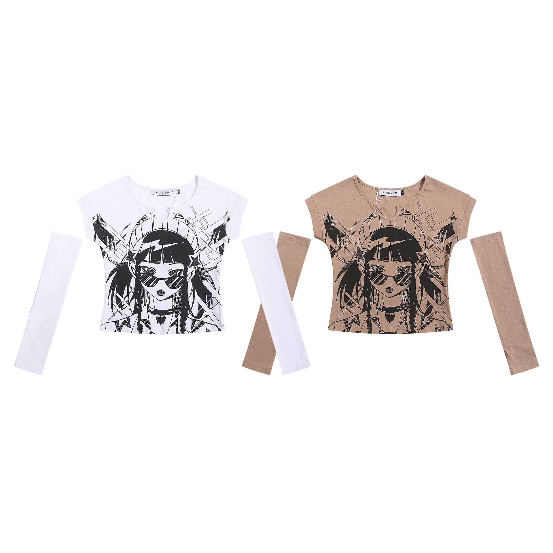 Punk Print V-Neck Hottie Sleeves Short Sleeve Top T-Shirt