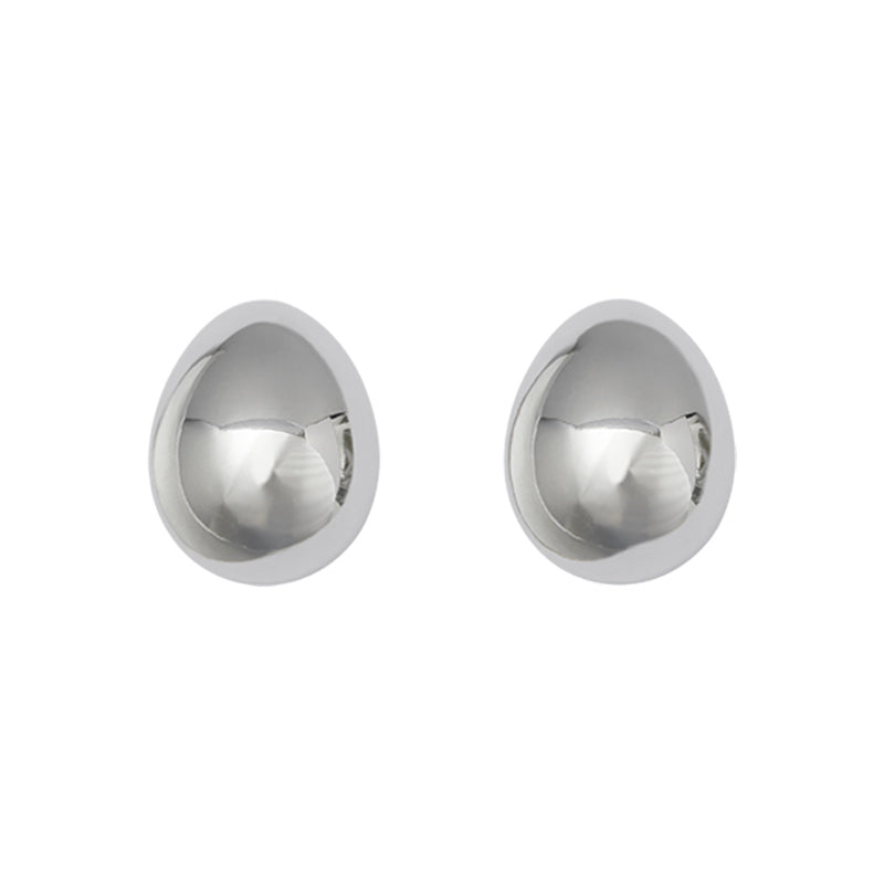 Egg-shaped silver earrings