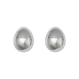 Egg-shaped silver earrings