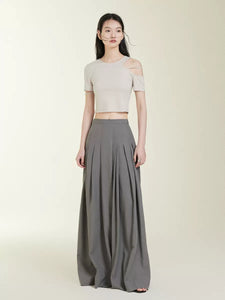 Irregular loose pleated skirt pants