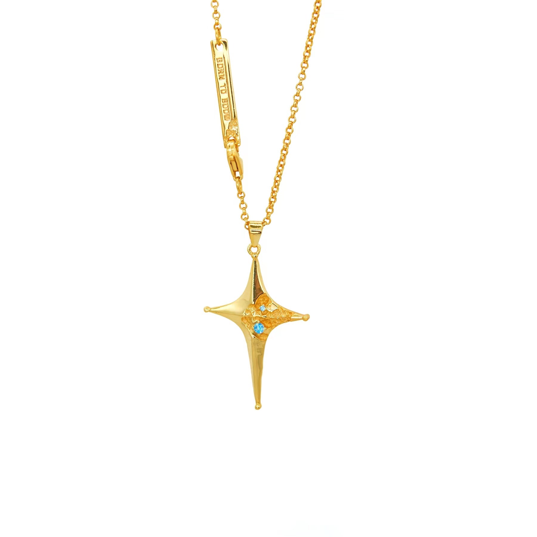 Four-pointed star cross texture necklace