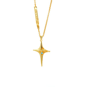 Four-pointed star cross texture necklace