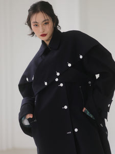 Bunny Ear Cape Raglan Sleeve Padded Trench Coat