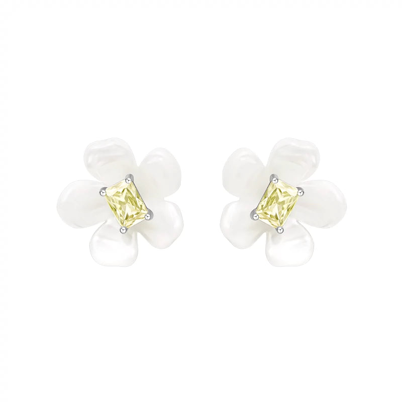 Solid silver light luxury mint mambo fashionable freesia earrings