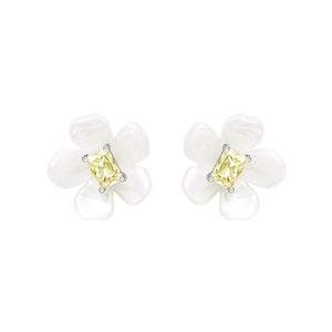 Solid silver light luxury mint mambo fashionable freesia earrings