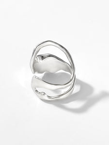 Pleated openwork silver ring