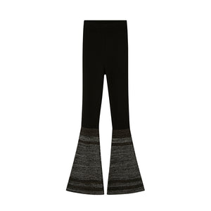 Black and Gray Color-Block Straight-Leg Knit Pants