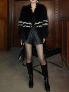 Striped Fox Fur Coat