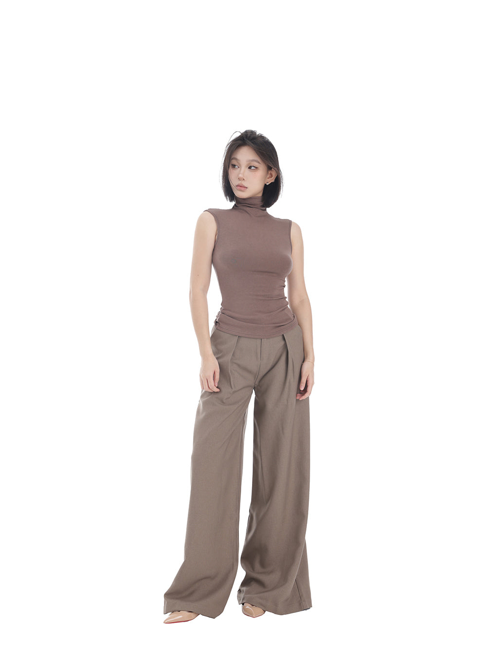 High-Waisted Loose Slimming Wide-Leg Pants