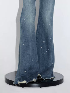 Low-rise loose-fitting flared wide-leg jeans