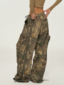 Autumn yellow floral Vintage-style utility pants