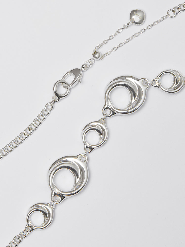 Small circle silver clavicle chain