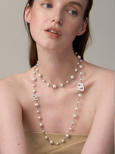 Letter D Long Pearl Necklace