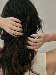 Wave Moon Shadow Double Layer Ring