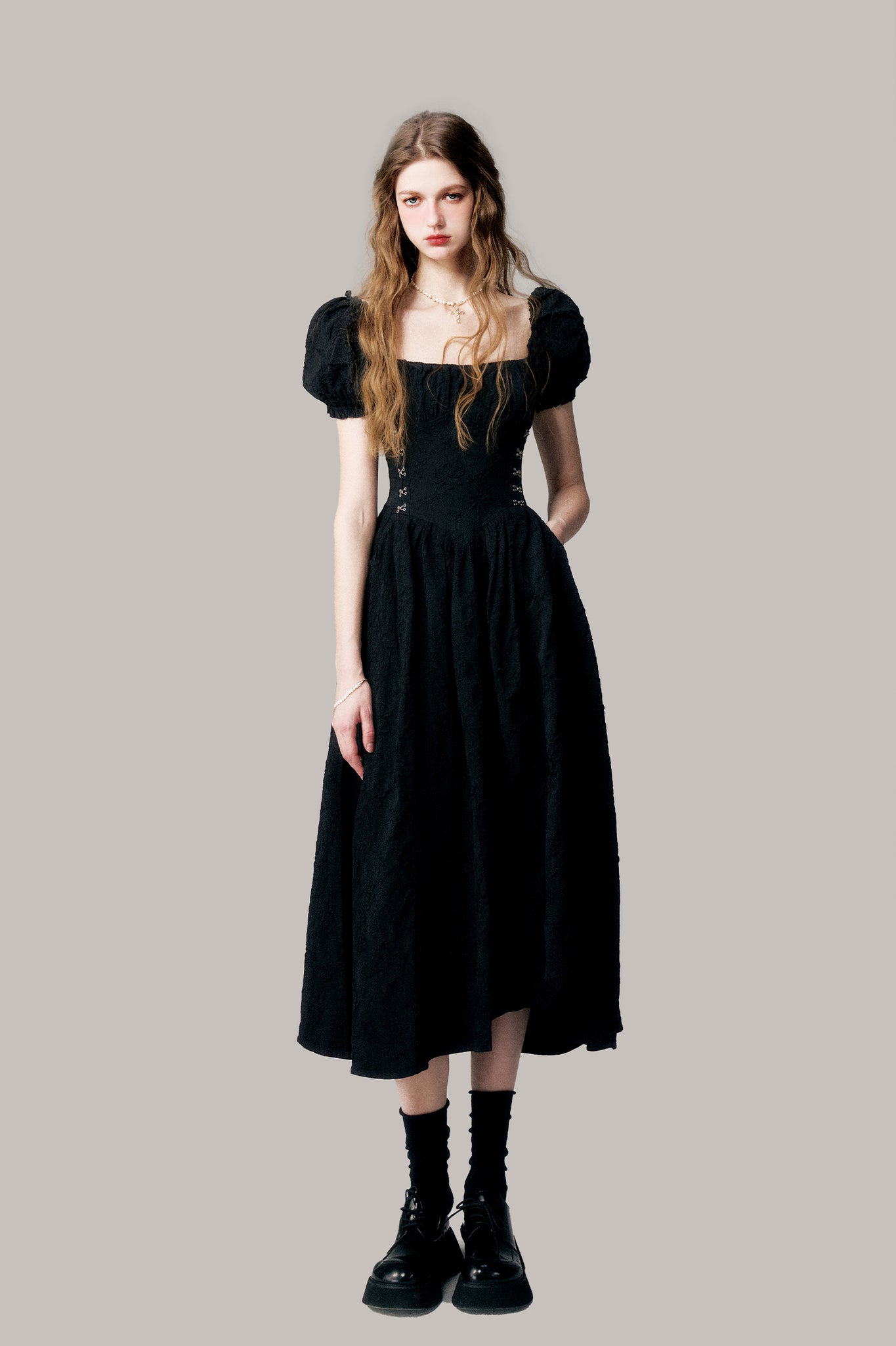 Sweet and cool fairy white long skirt heavy three-dimensional jacquard waist large swing dress