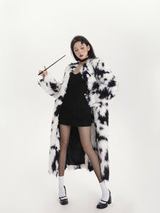 Black and White Cow Print Witch Coat