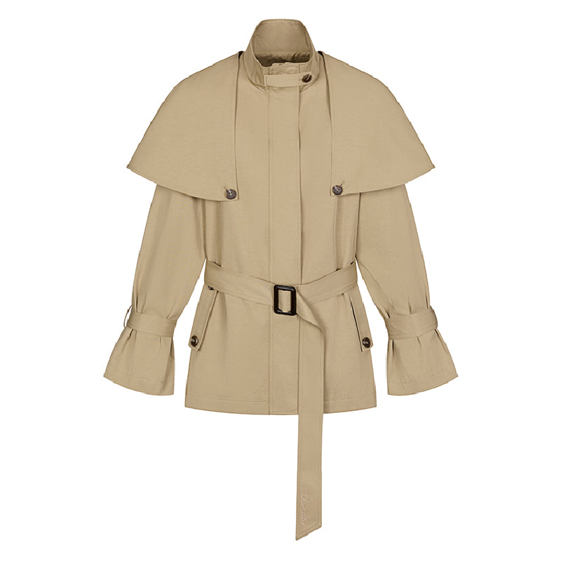 Detachable Cape Two-Way Mid-Length Trench Coat