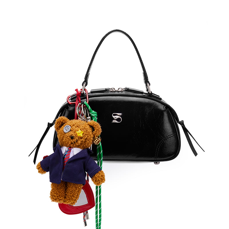 Chrismas Bear Cowhide Hand-held Boston Bag