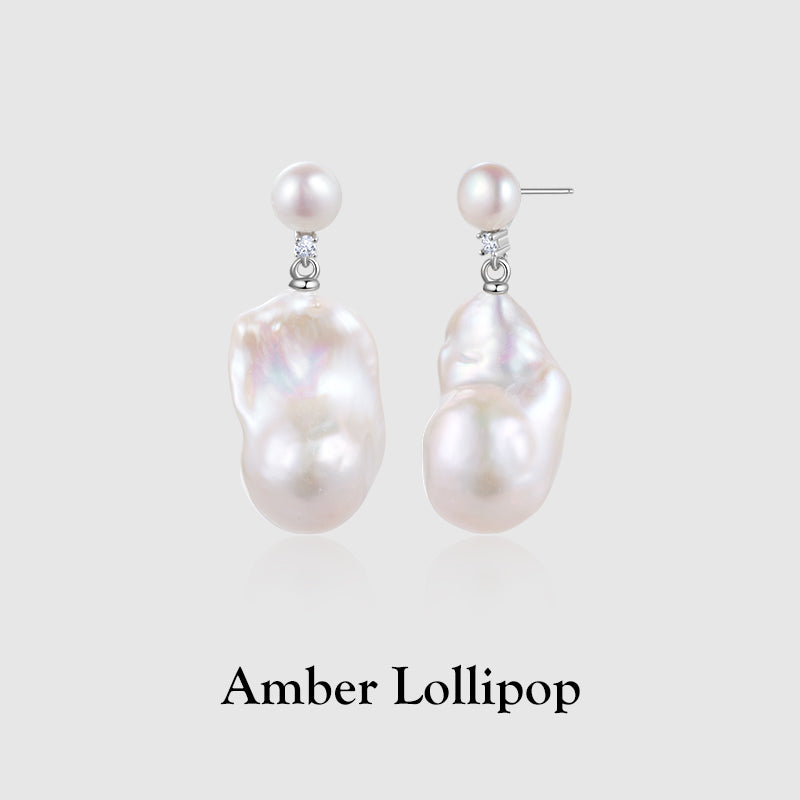 Natural Large Baroque Pearl Earrings