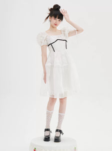 Ballet style girl fairy puff sleeve dress