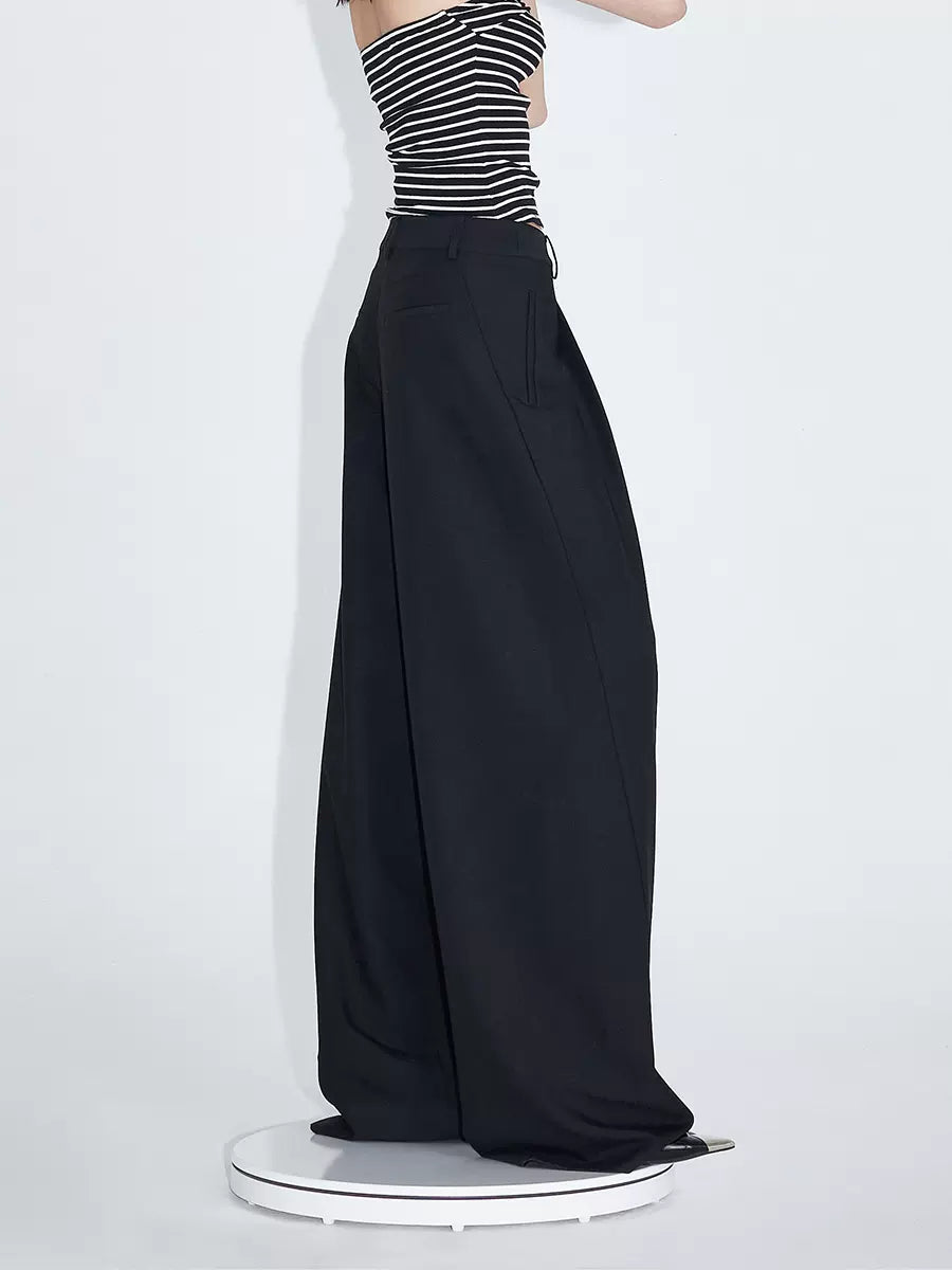 Pleated wide-leg suit trousers