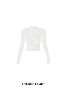 Slim Fit Pleated Long Sleeve T-Shirt Top