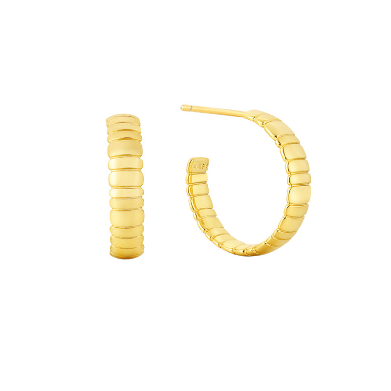 Snake bone C hoop earrings