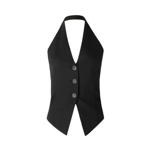 V-neck halter neck suit vest