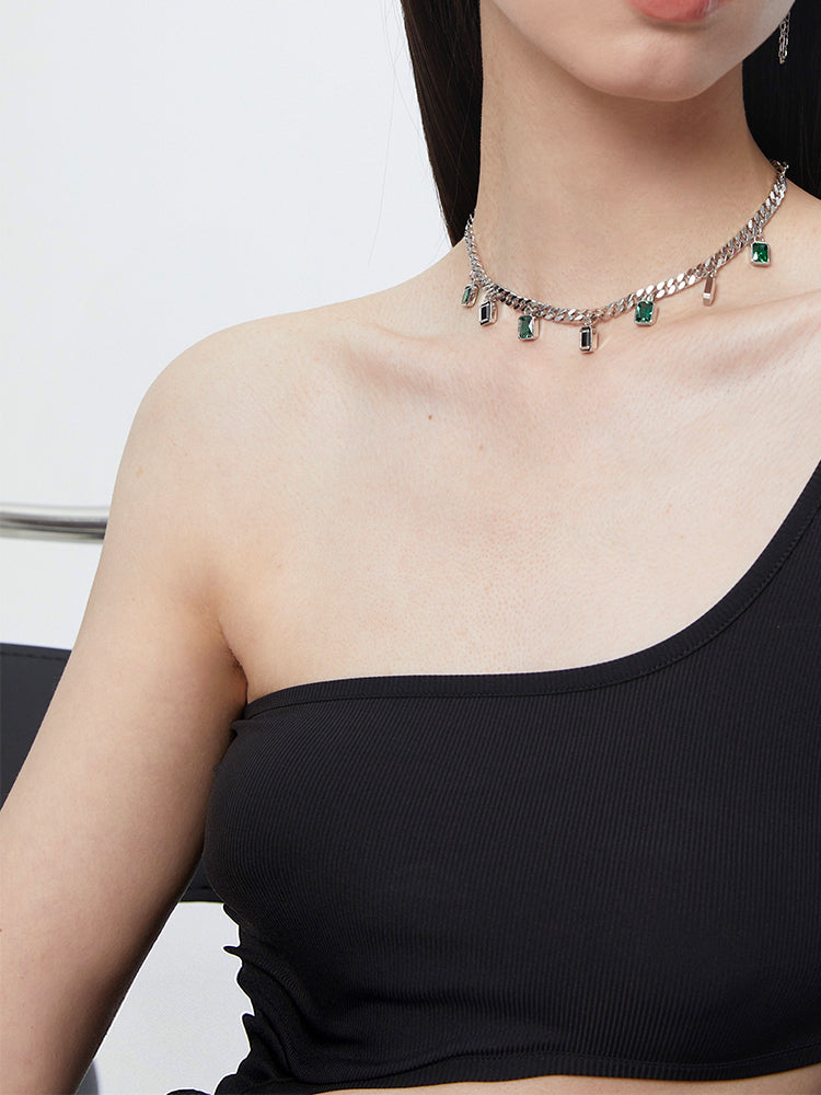 Fashionable Green Zircon Multi-Pendant Clavicle Necklace