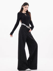 Holy Moonlit Night - Original Black Wool Sequin Trousers