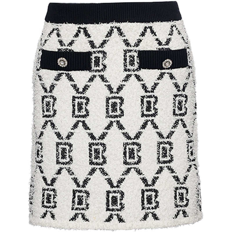 Heart lock button knitted skirt