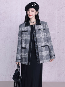 Wool Tweed Shimmering Chanel Style Braided Coat