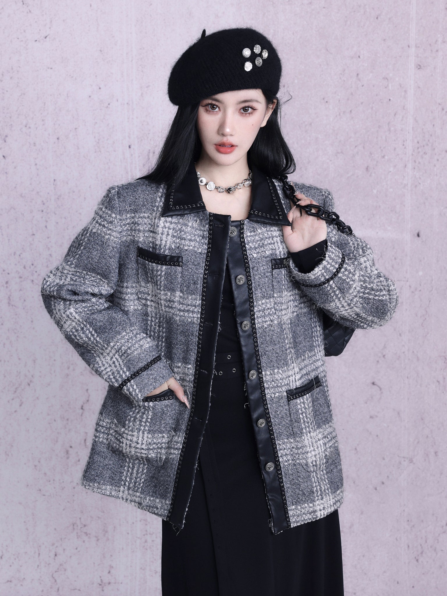 Wool Tweed Shimmering Chanel Style Braided Coat