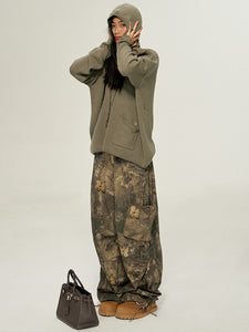 Autumn yellow floral Vintage-style utility pants