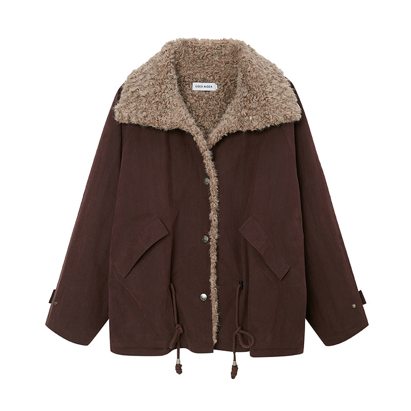 Faux Shearling Sweet Lazy Winter Style Fuzzy Coat